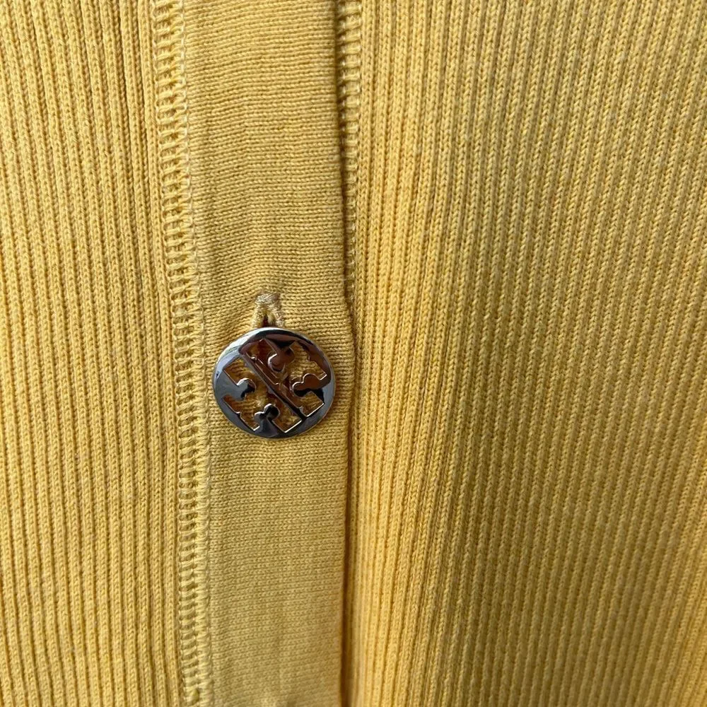 TORY BURCH Simone Ribbed Mustard Cardigan size small